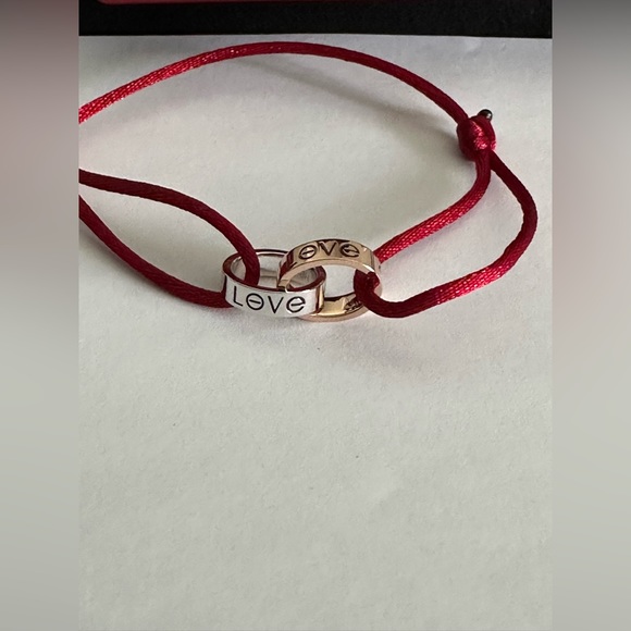 Cartier LOVE charity cord bracelet double ring 18kt white/pink gold 2008 version - Picture 1 of 9